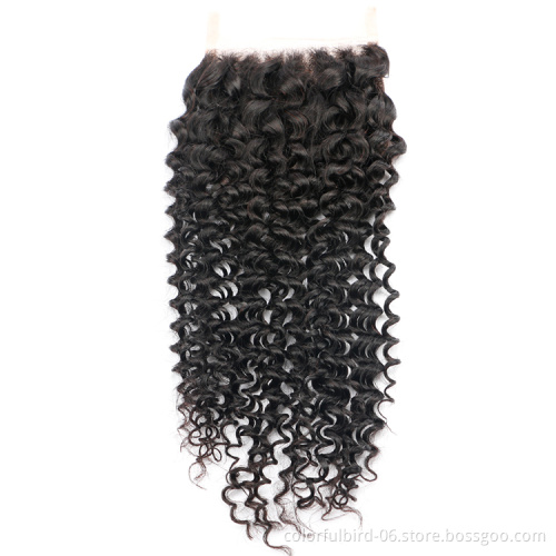 Free Sample Grade 8A Kinky Curly Cuticle Aligned human hair 4*4 closure HD lace Afro human hair extension